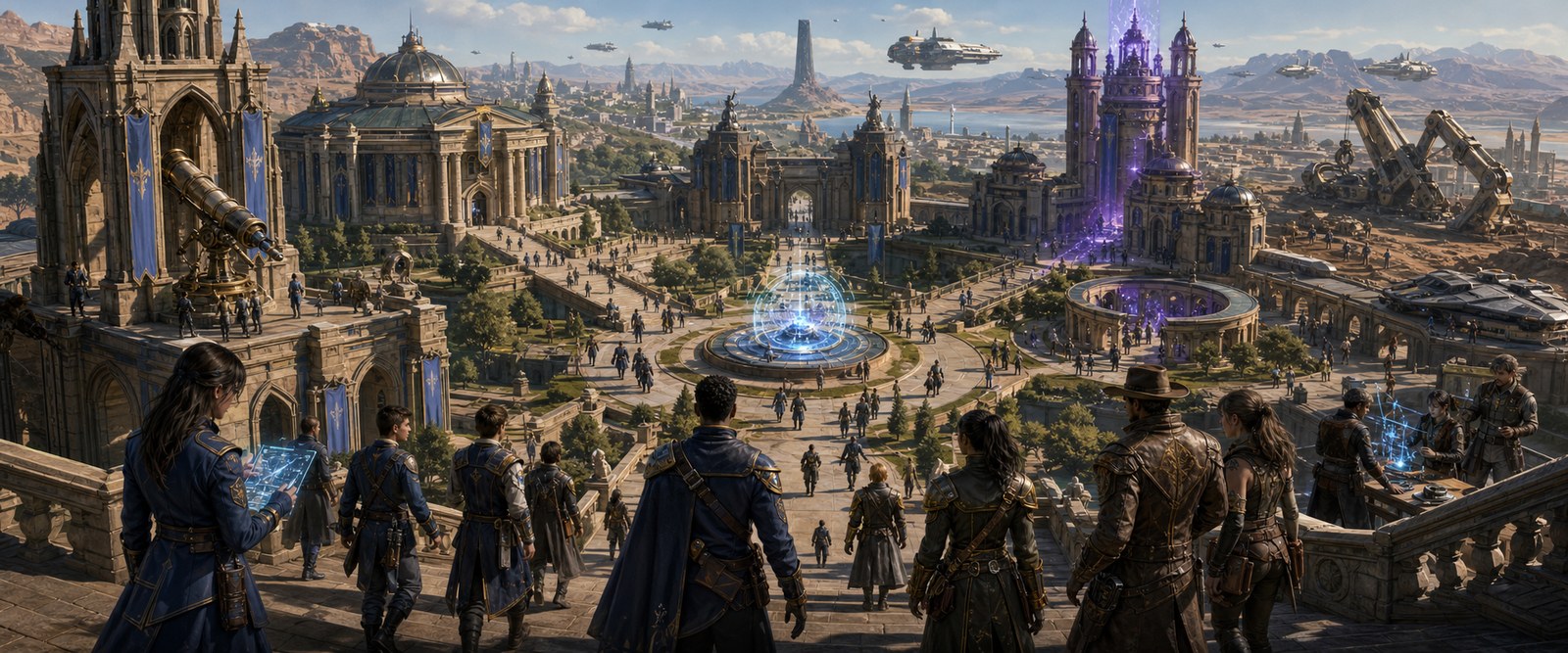 Sprawling academy campus with military, trade, academic, psychic, and terraforming paths
