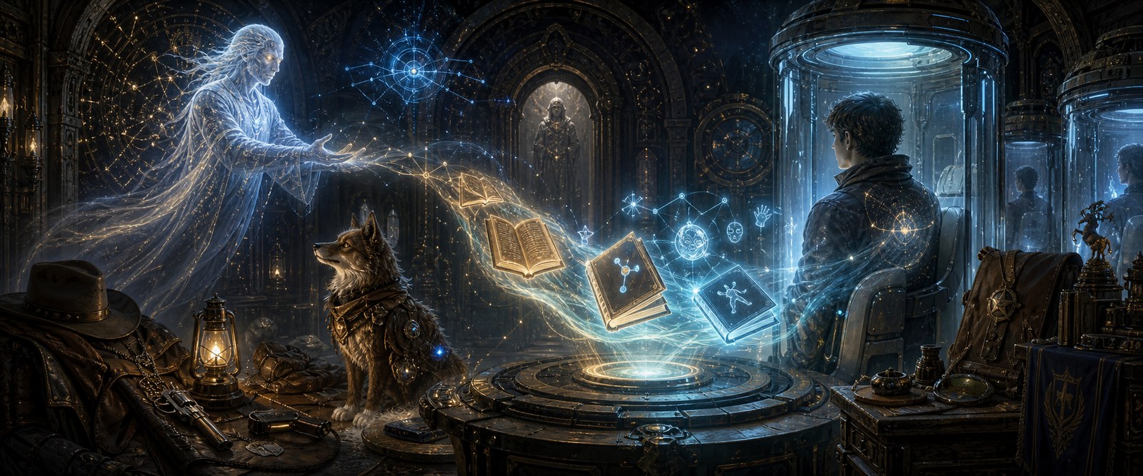 Memory stream passing from guardian to familiar to new host in a memory vault