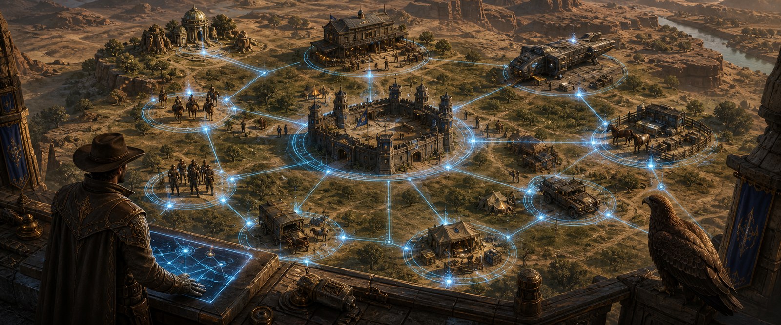 Domain map linking people, places, vehicles, gear, animals, and structures