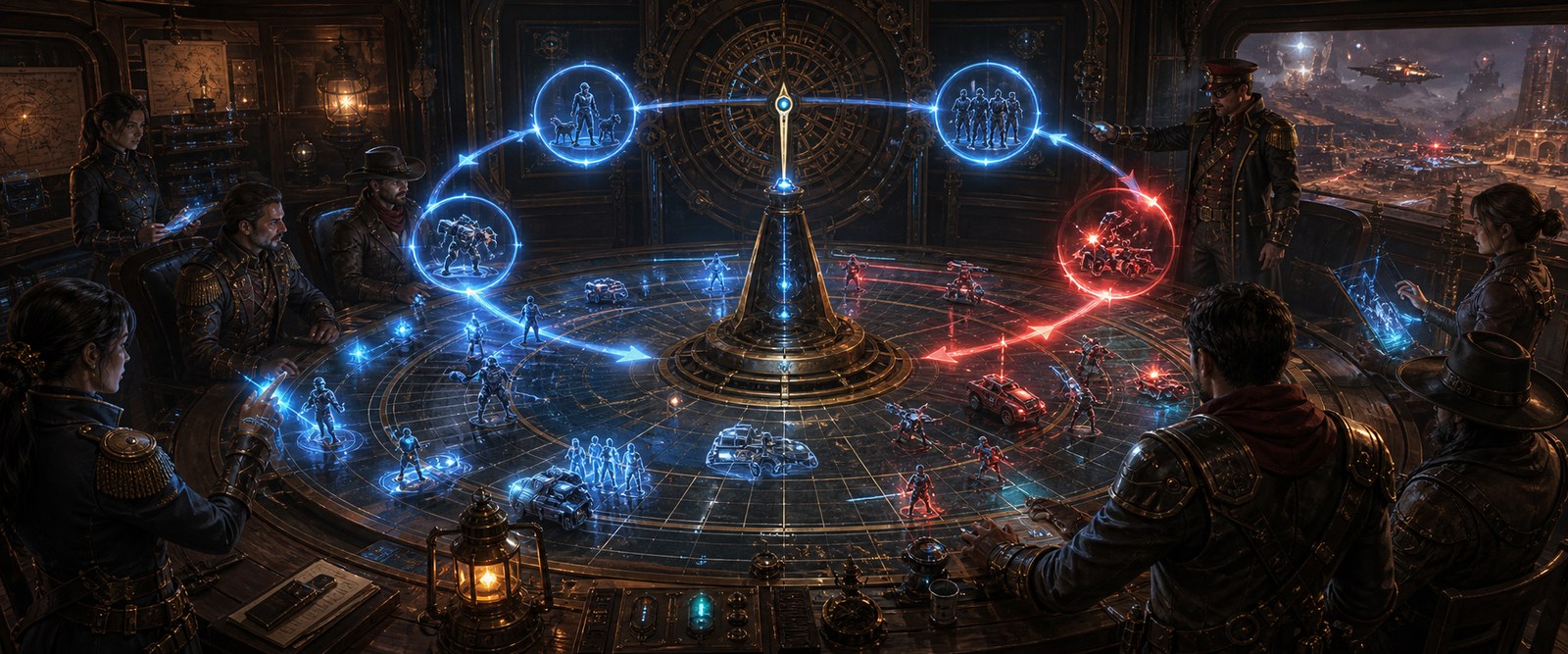 Codex clock and command lattice pulsing through a tactical round